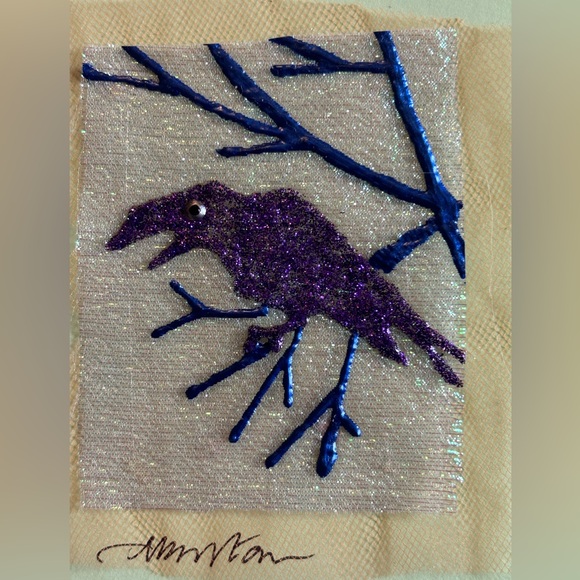 Hand painted crow greetings card - Picture 3 of 4